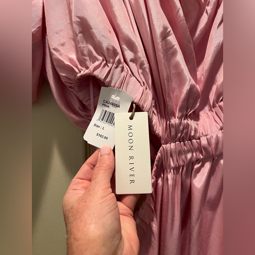 Moon River NWT pink one shoulder cut out midi-dress - Picture 5 of 6